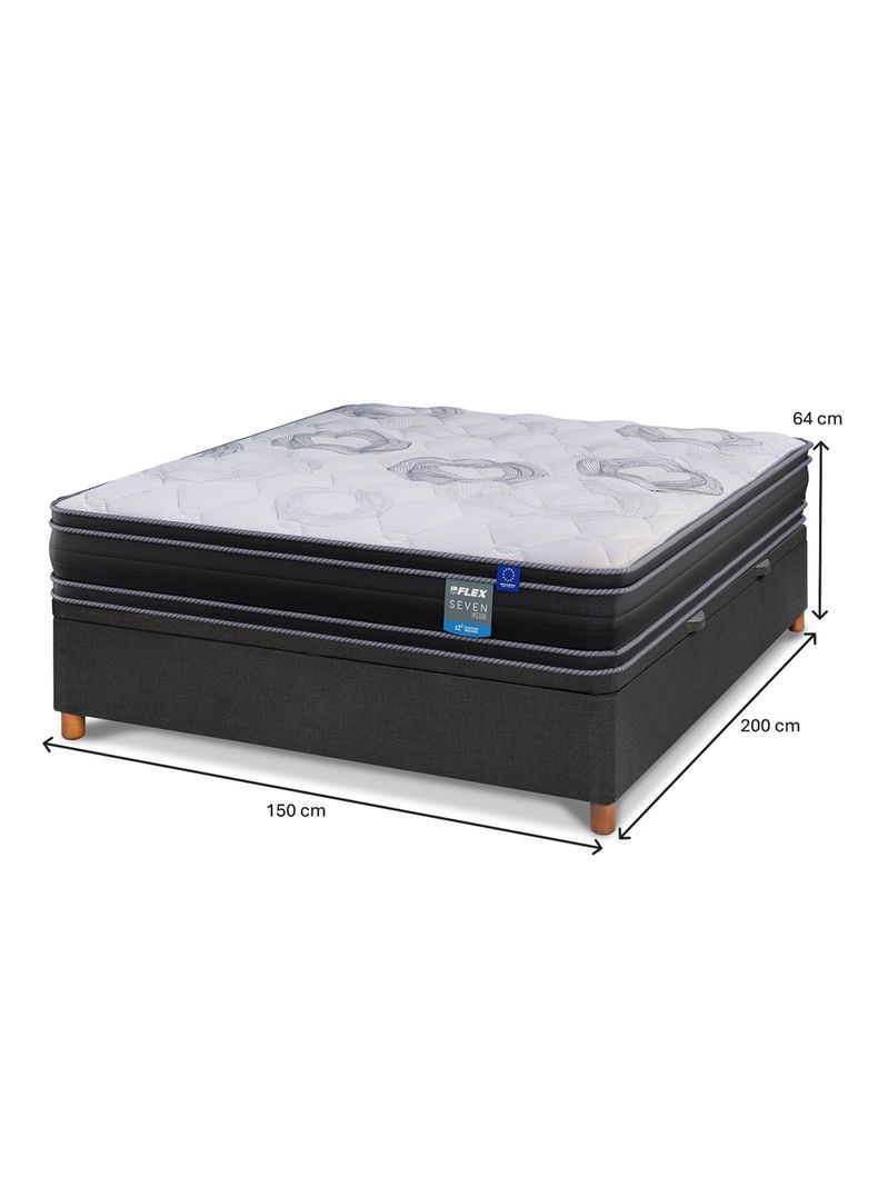 Cama Baúl Seven Plus 2 Plazas + Respaldo Modern Grafito-1