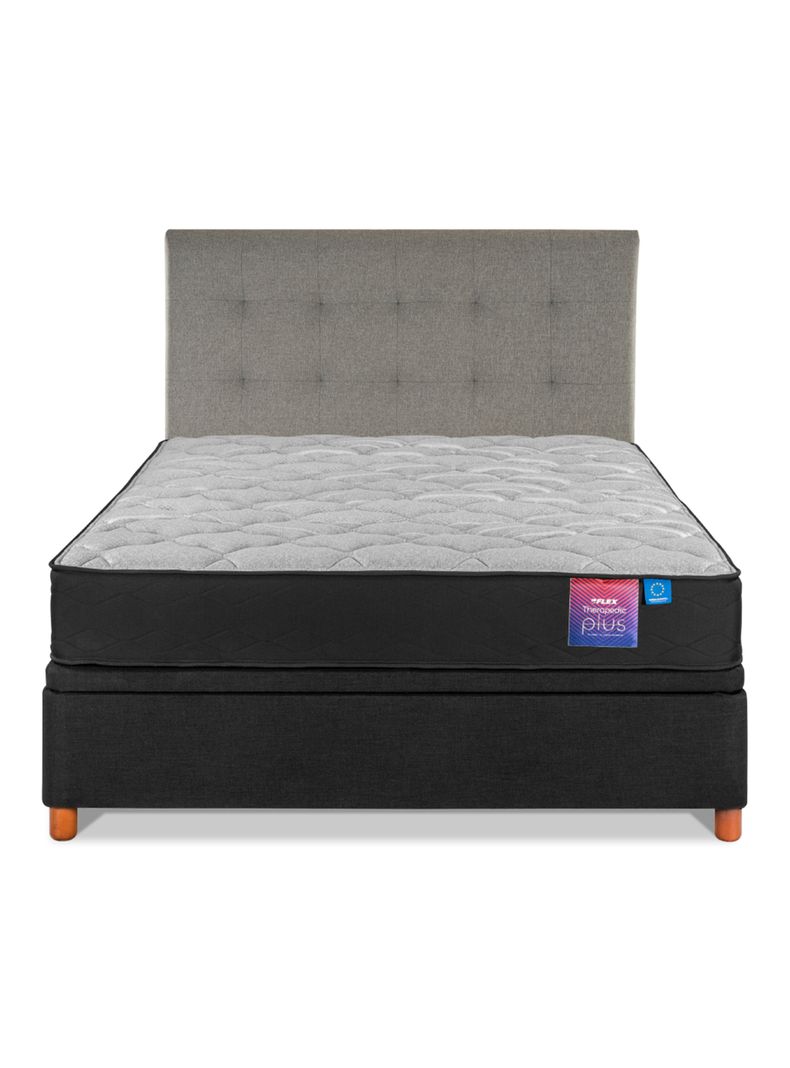 Cama Baúl Therapedic Plus 2 Plazas + Respaldo Design Gris-2