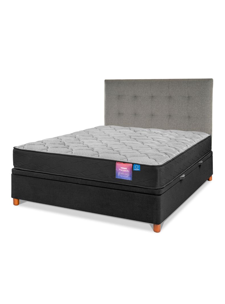 Cama Baúl Therapedic Plus 2 Plazas + Respaldo Design Gris-0