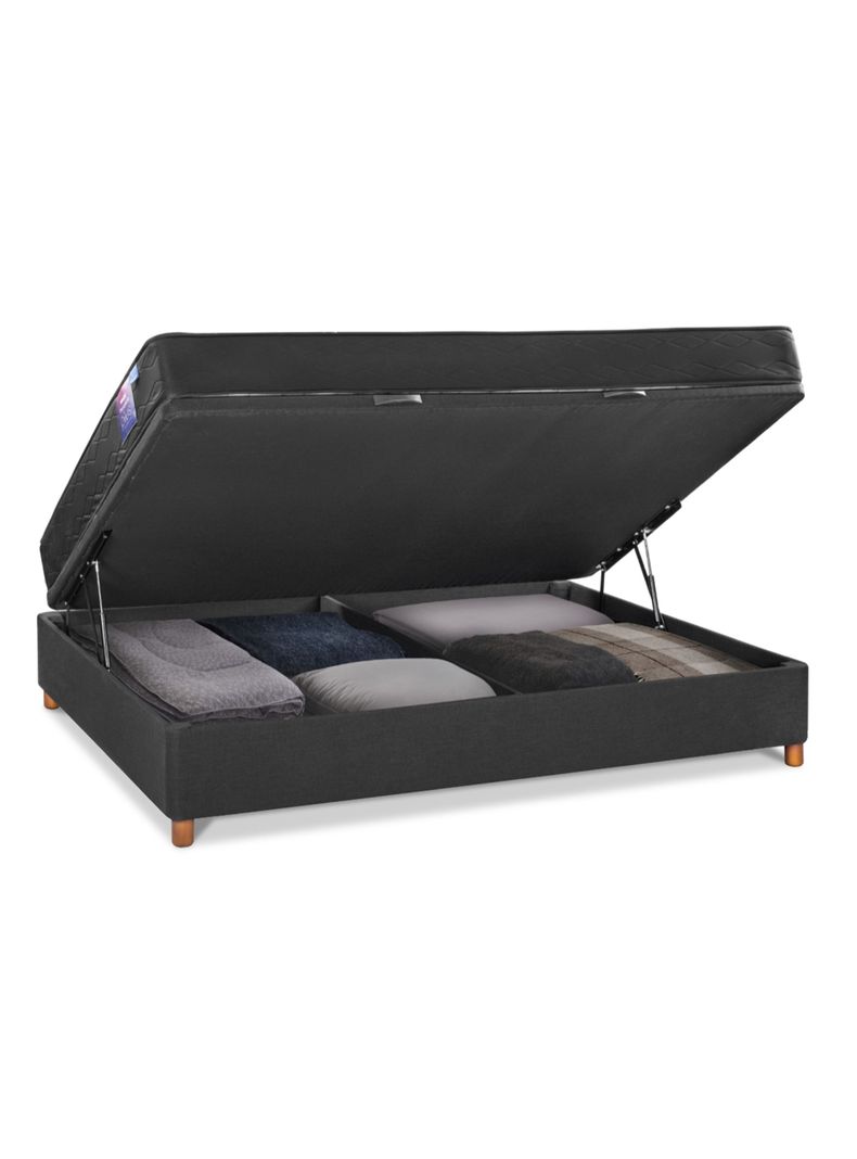 Cama Baúl Therapedic Plus 2 Plazas + Respaldo Design Gris-1