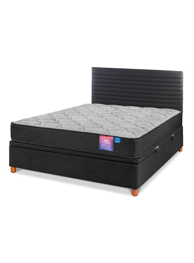 Cama Baúl Therapedic Plus 2 Plazas Respaldo Modern grafito-0