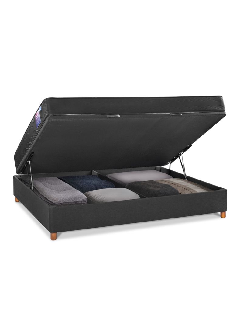 Cama Baúl Therapedic Plus 2 Plazas + Respaldo Royal negro-1