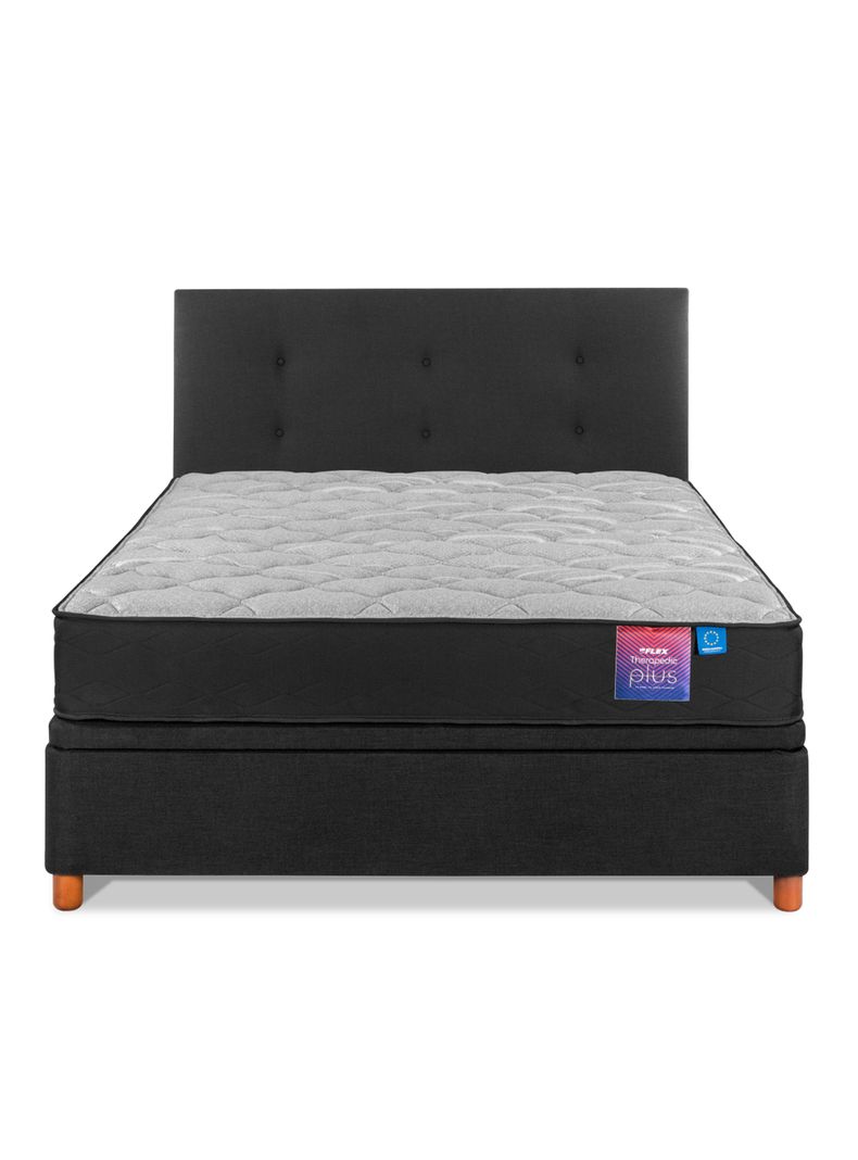 Cama Baúl Therapedic Plus 2 Plazas + Respaldo Royal negro-2