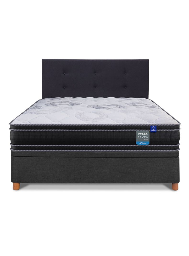 Cama Baúl Seven Plus 2 Plazas + Respaldo Royal Negro-2