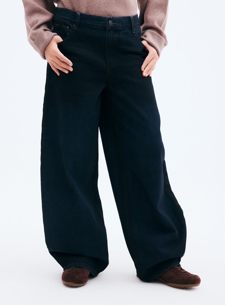 Jeans Súper Baggy Leg Tiro Alto Amplio Coated