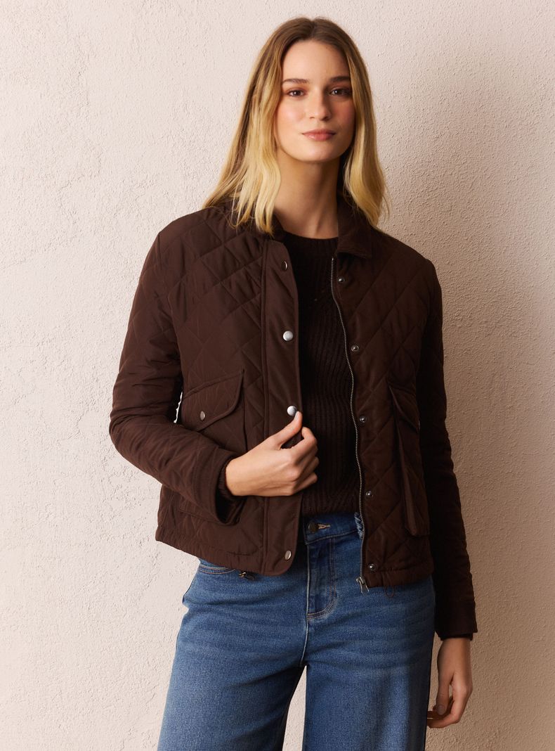 Parka Acolchada con Cuello de Cotelé