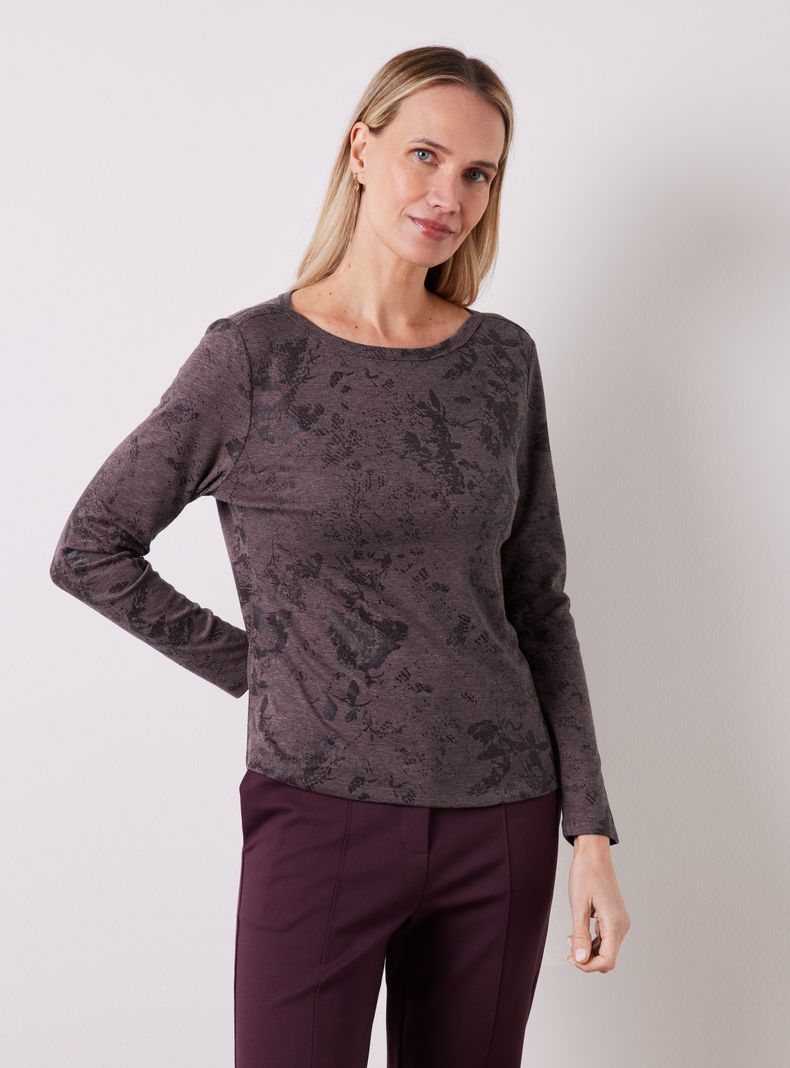 Polera Cuello Bote Estampado de Folia