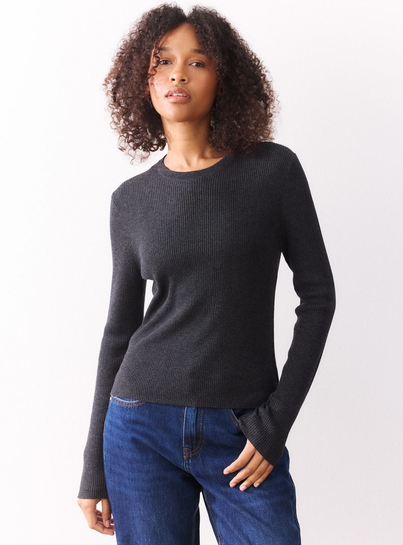 Polera Rib Tejido Liviano con Lana