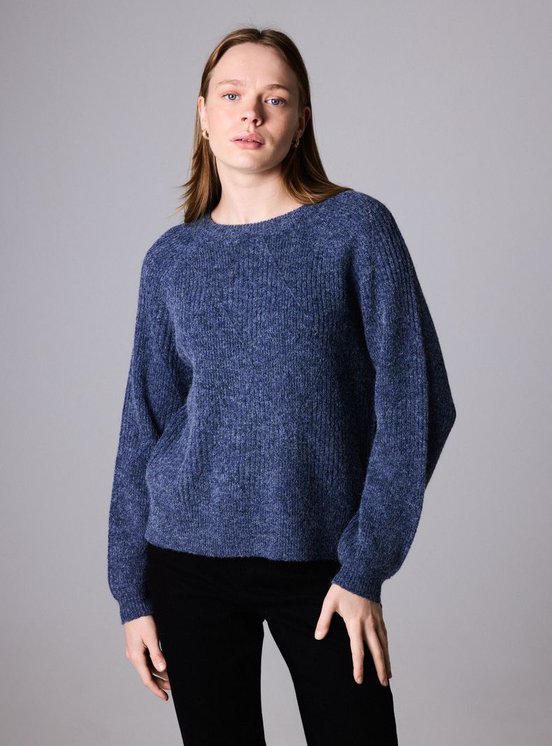 Sweater de Chenille Acanalado Extrasuave Manga Raglán