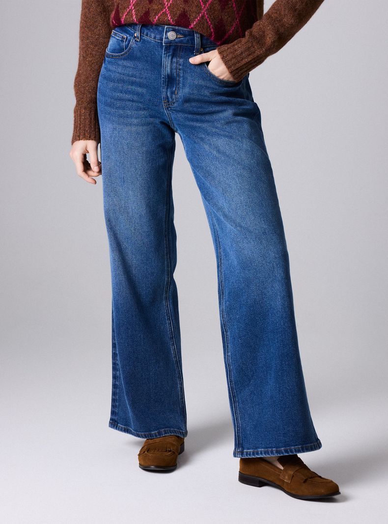 Jeans Wide Leg de Tiro Alto