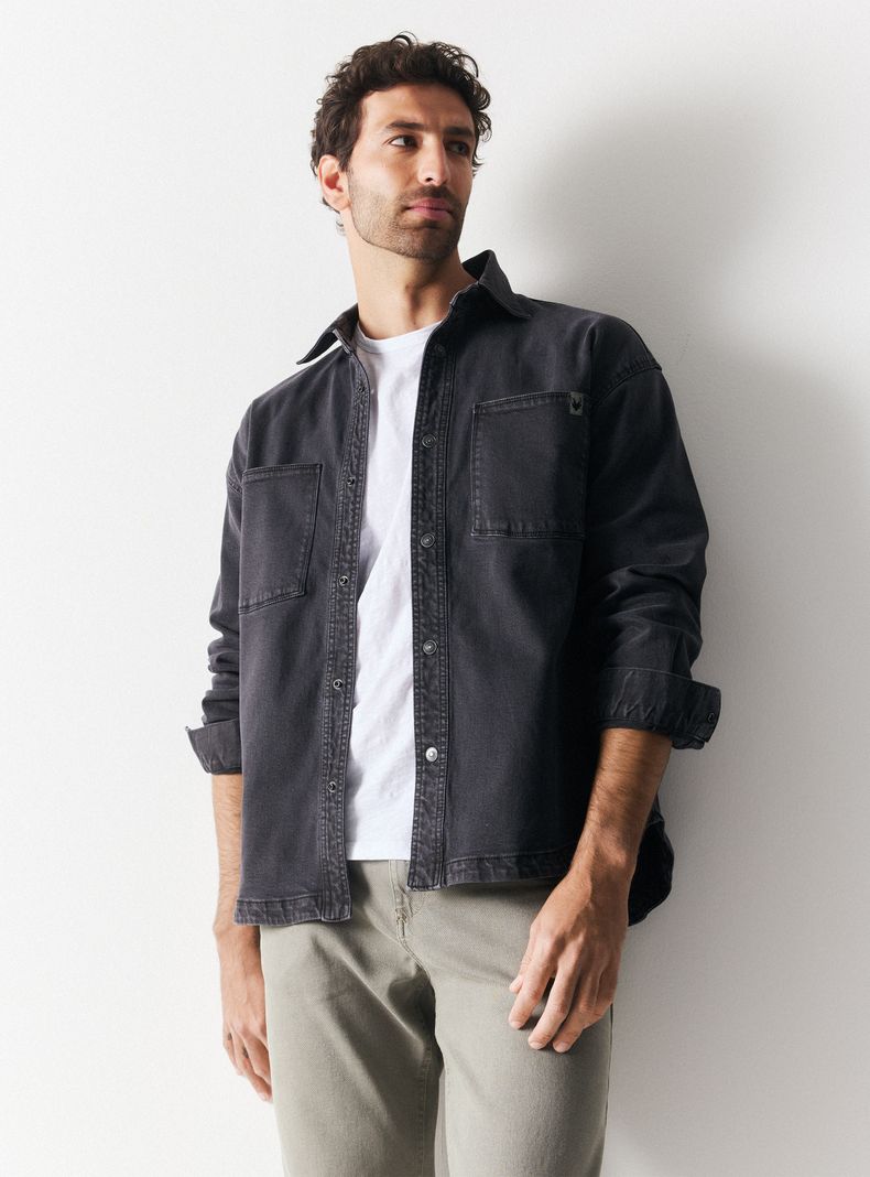 Chaqueta Sobrecamisa Denim con Bolsillos