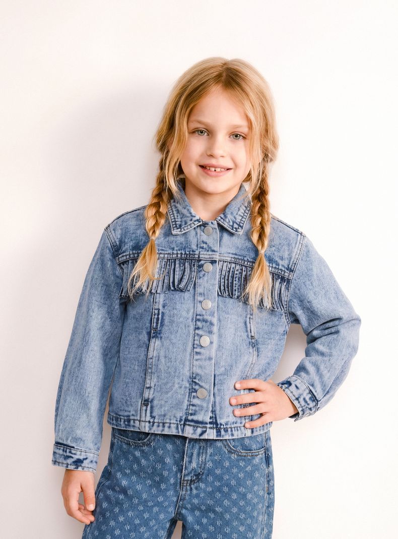 Chaqueta con Aplicación de Flecos Denim Niña