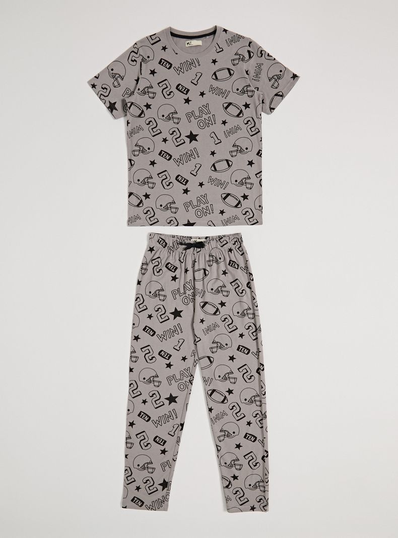 Pijama Junior Manga Corta Full Estampado Rugby