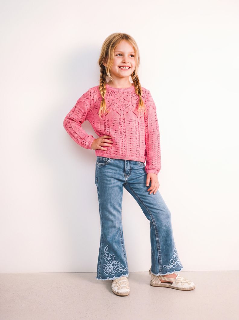 Jeans con Diseño Broderie en las Piernas