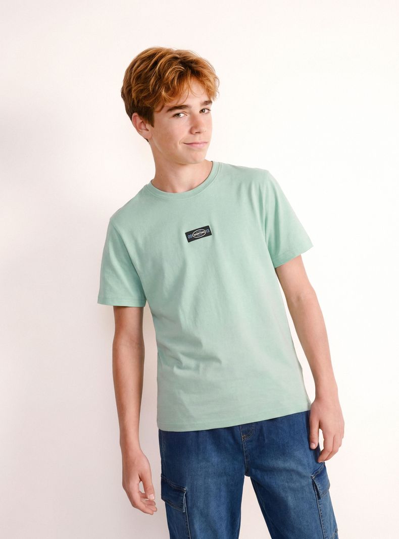 Polera Mini Parche Frontal con Print Espalda