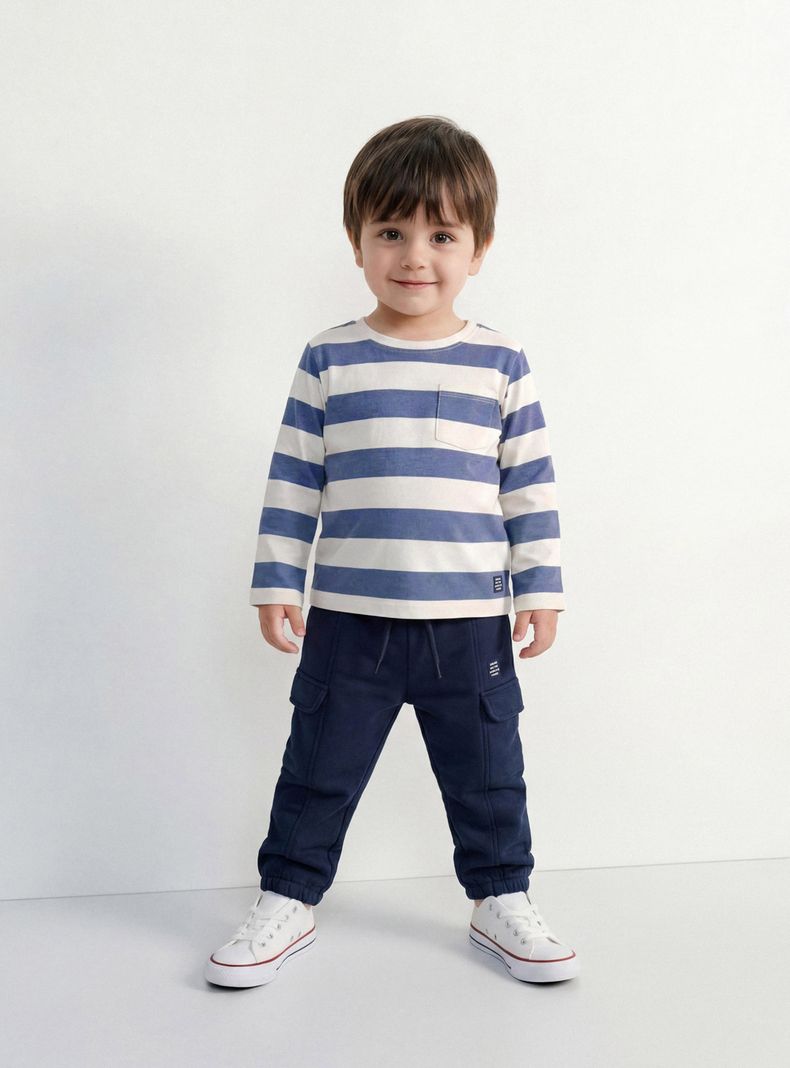 Pantalón Moda con Corte y Bolsillos Niño