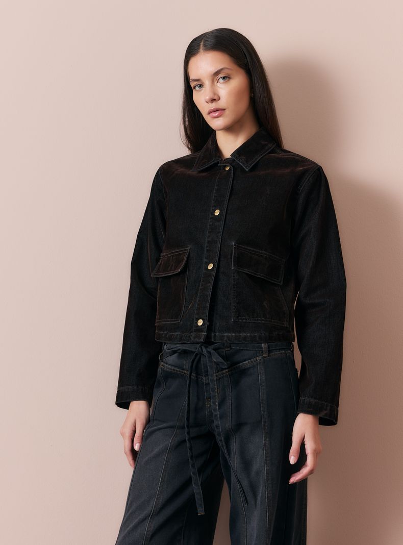 Alaniz Chaqueta Tracker Denim Efecto Terciopelo Café