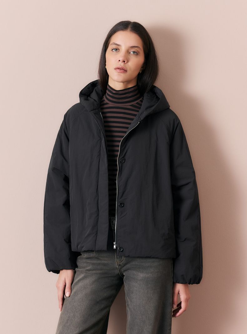 Parka Acolchada con Gorro y Bolsillos