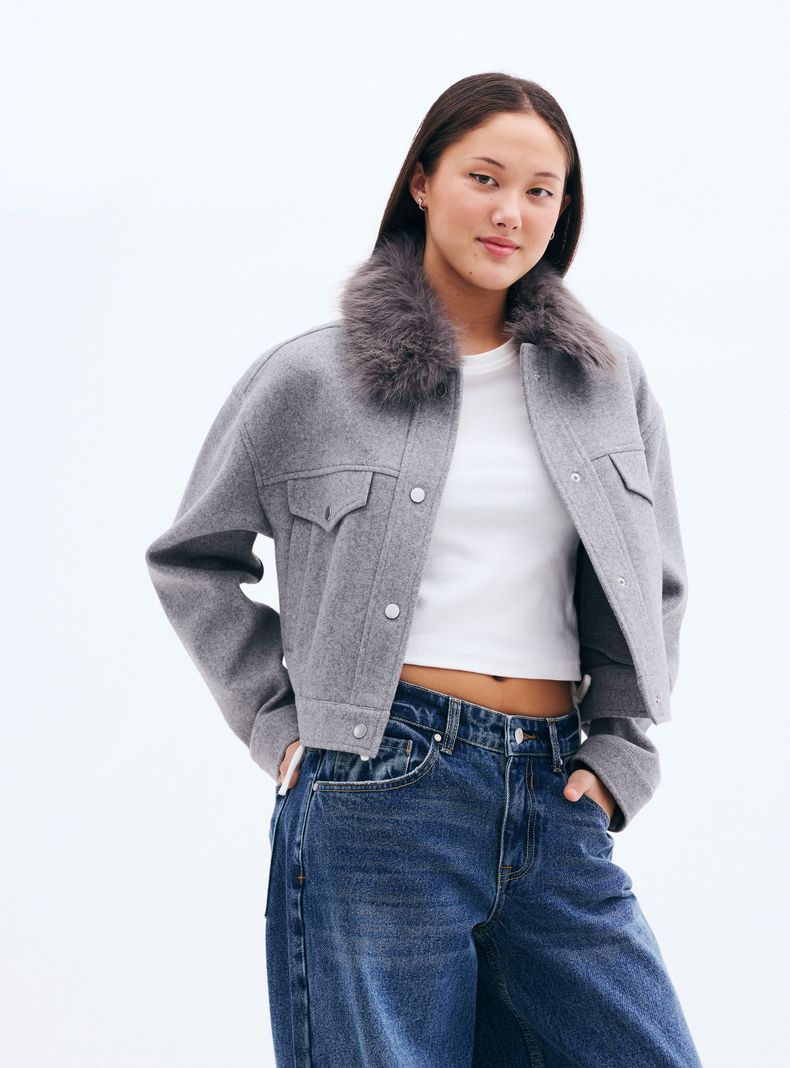Chaqueta Cuello de Piel Sintética
