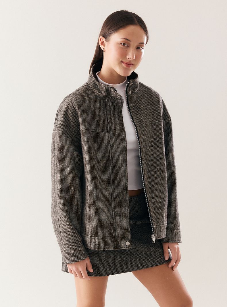 Opposite Chaqueta Textura con Cierre Frontal Completo
