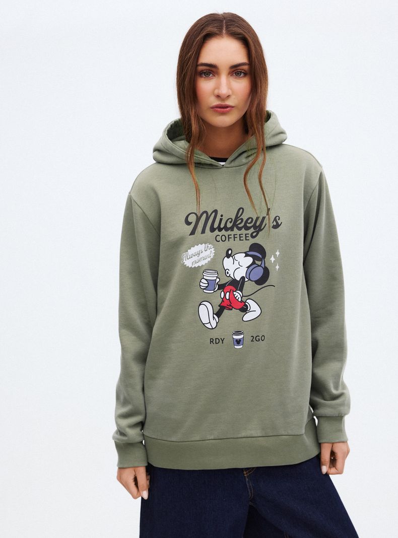 Polerón Oversize con Capucha Mickey Mouse Coffee