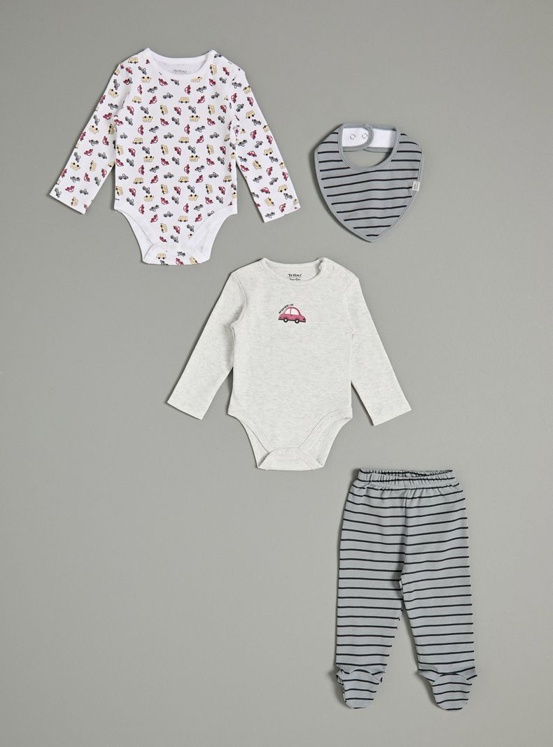 Conjunto Set 2 Body Estampado con Patitas y Babero