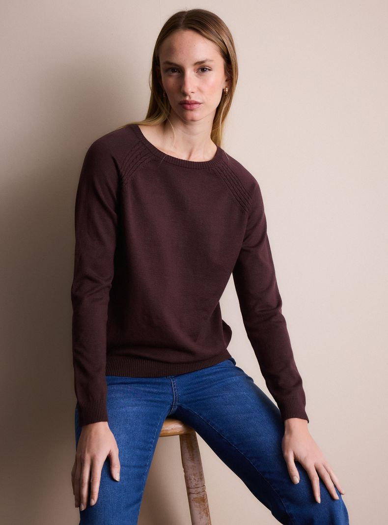Marittimo Sweater Básico Detalle Trenzas en Mangas
