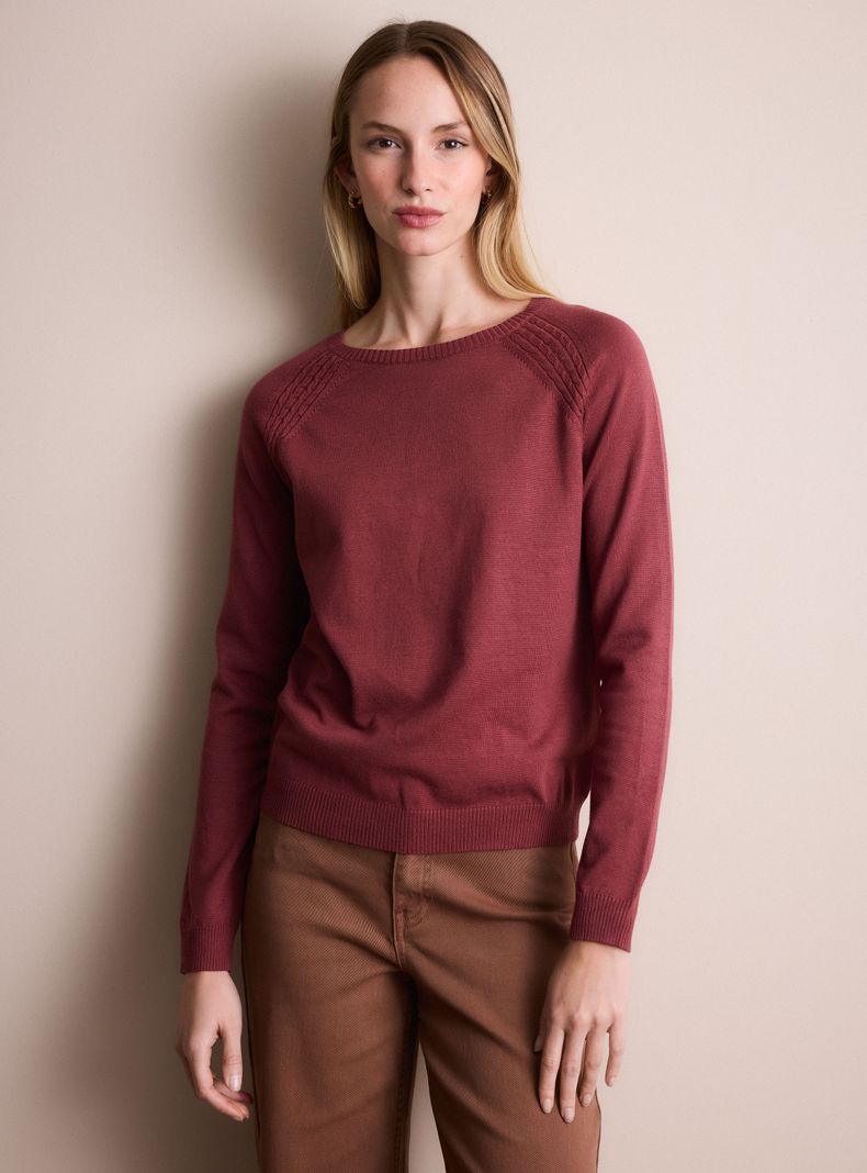 MARITTIMO SWEATER BÁSICO DETALLE TRENZAS EN MANGAS