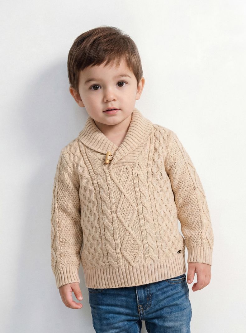 Sweater Cuello Alto con Botón