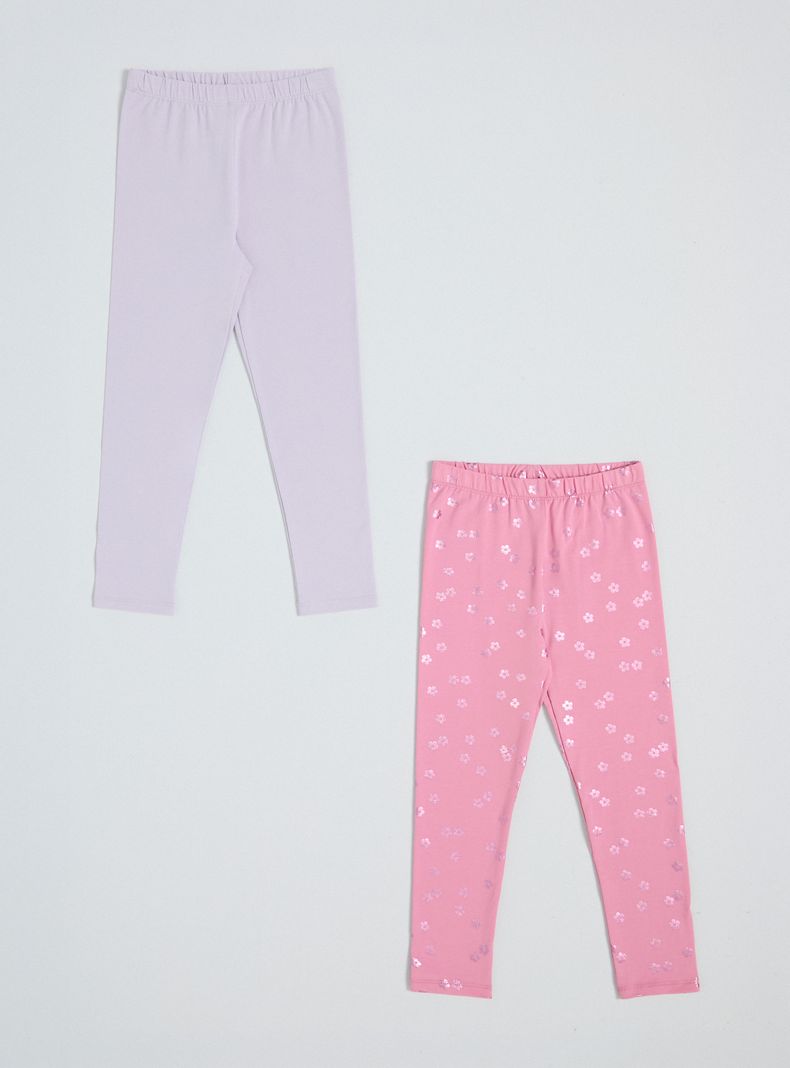 Calza Bipack Elasticada Estampado de Puntos y Corazones