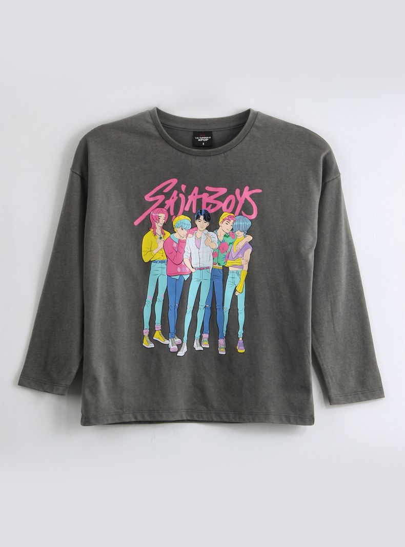 Polera Manga Larga Saja Boys K-Pop Demon Hunters Niña