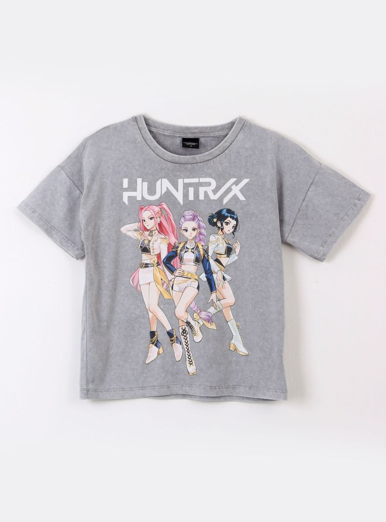 Polera Manga Corta Estilo Lavado K-Pop Demon Hunters Niña