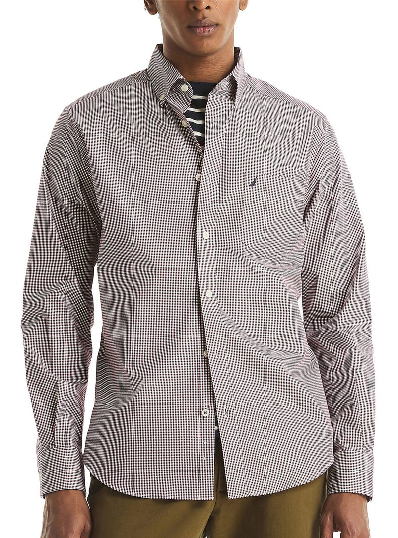 Camisa Miniprint Manga Larga Casual