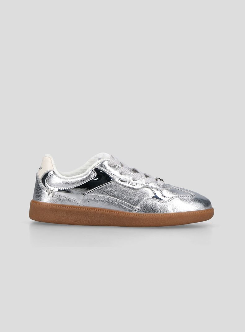 Zapatilla Urbana Metalizada Plata Mujer