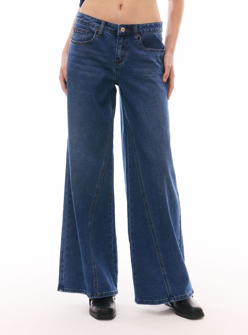 Jeans Wide Leg Tiro Bajo Denim