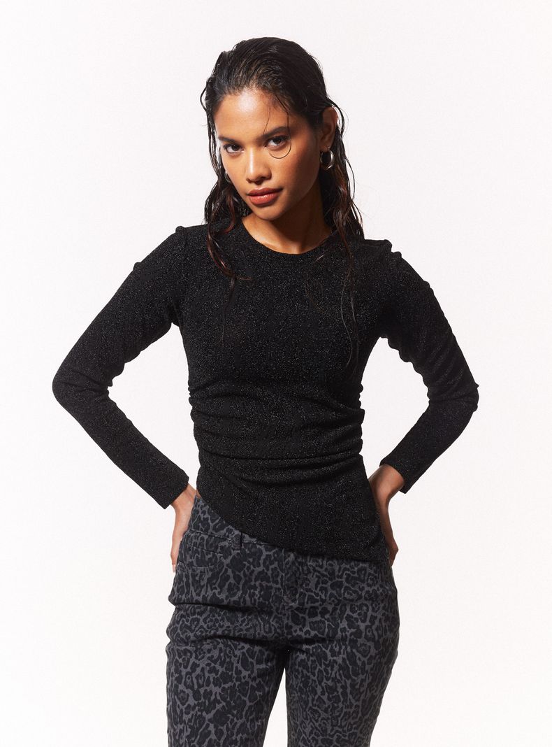 Polera Asimétrica Jacquard Lurex