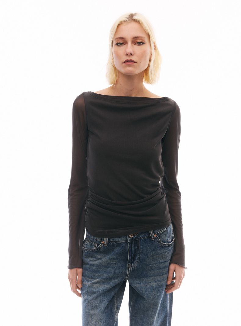 Polera Malla Efecto Drapeado
