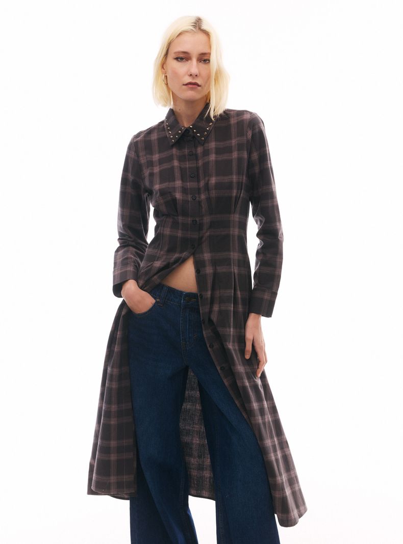 Vestido Camisero Escocés Abotonado
