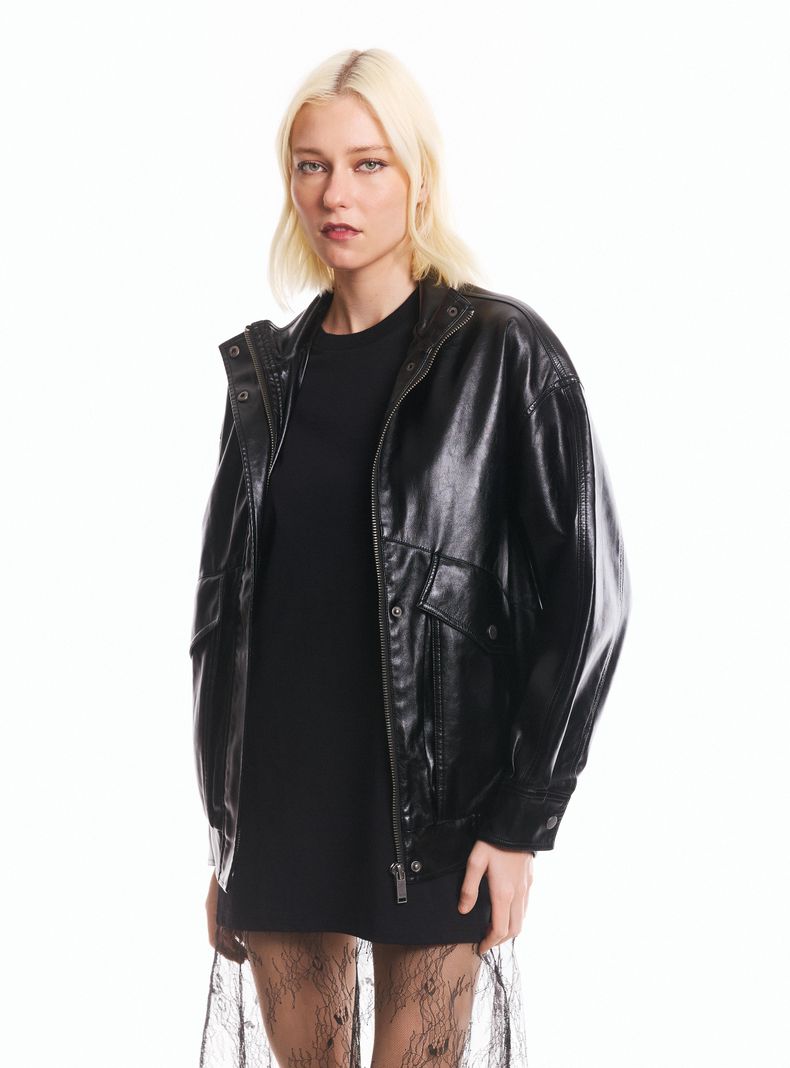 Foster Chaqueta Maxi Bolsillos Cuero Sintético