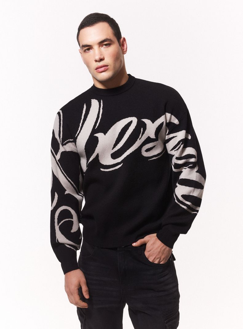 JJO Sweater Boxy Texto Jacquard
