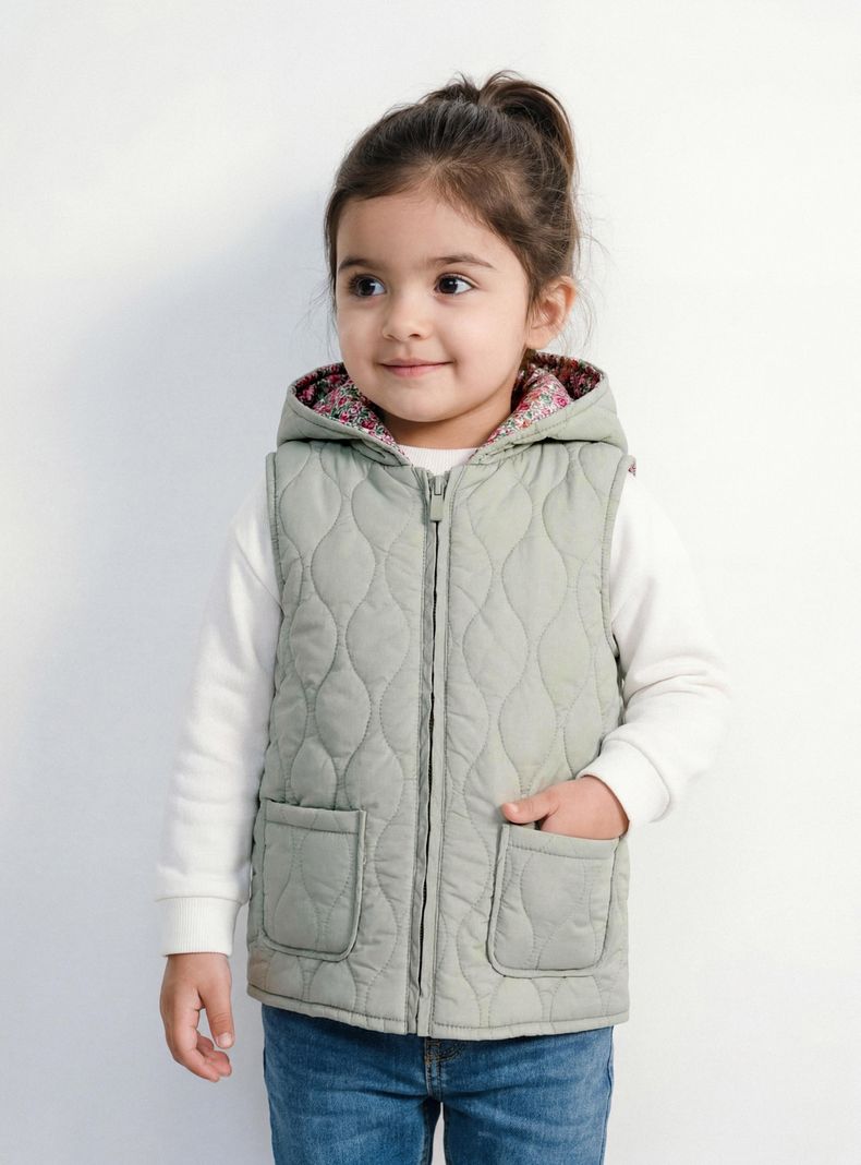 Parka sin Manga Diseño Floral Niña