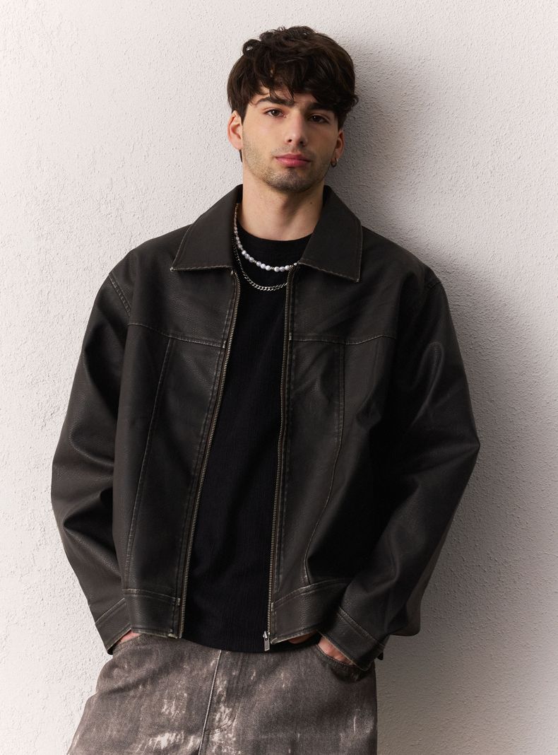 OPPOSITE CHAQUETA ECO CUERO DESGASTADO