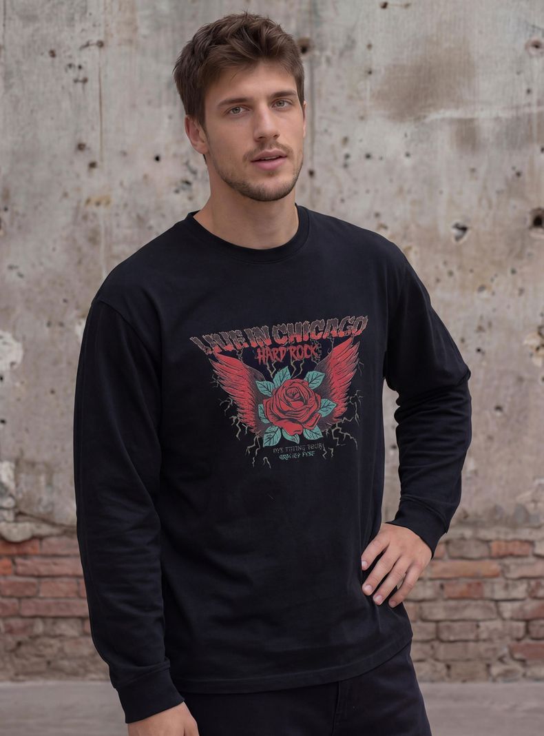 Polera Rock Live Regular Manga Larga