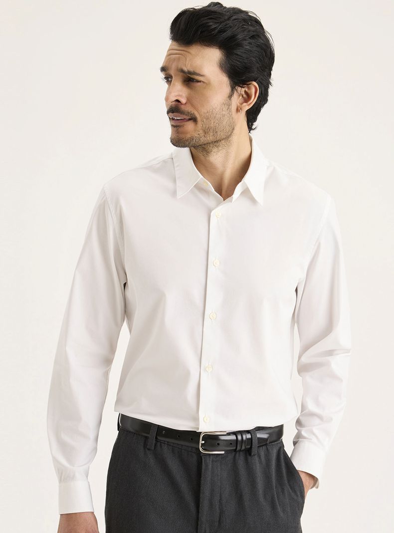 Camisa Manga Larga Lisa Regular Botones