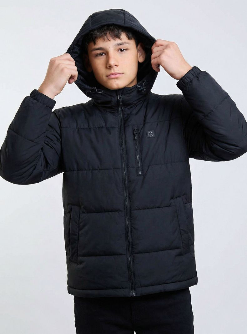 Parka Bolsillo en Pecho Black