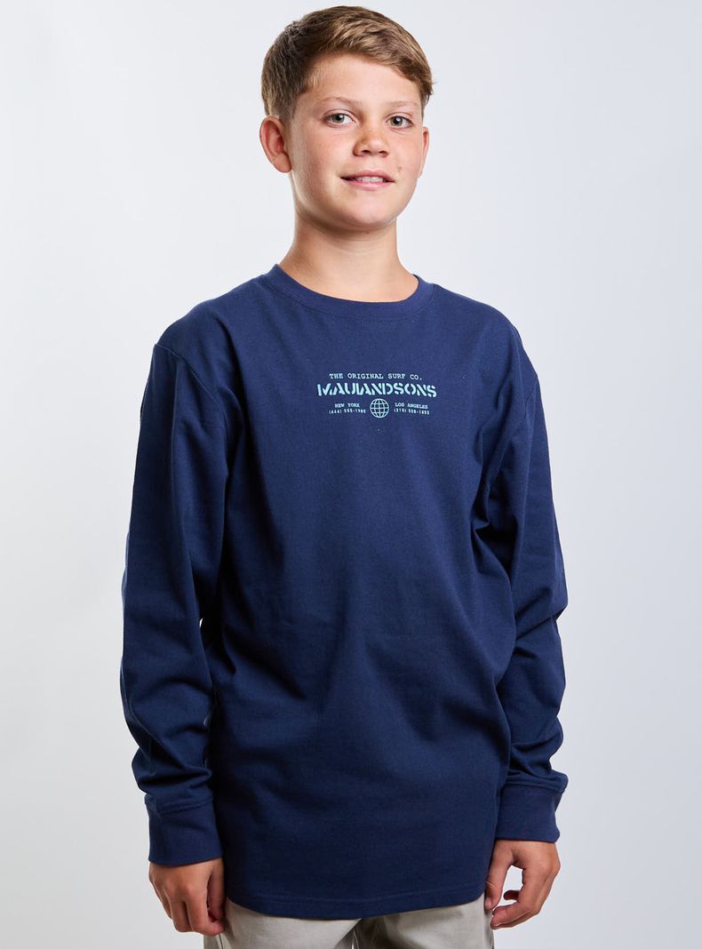 Polera Manga Larga Liso Navy