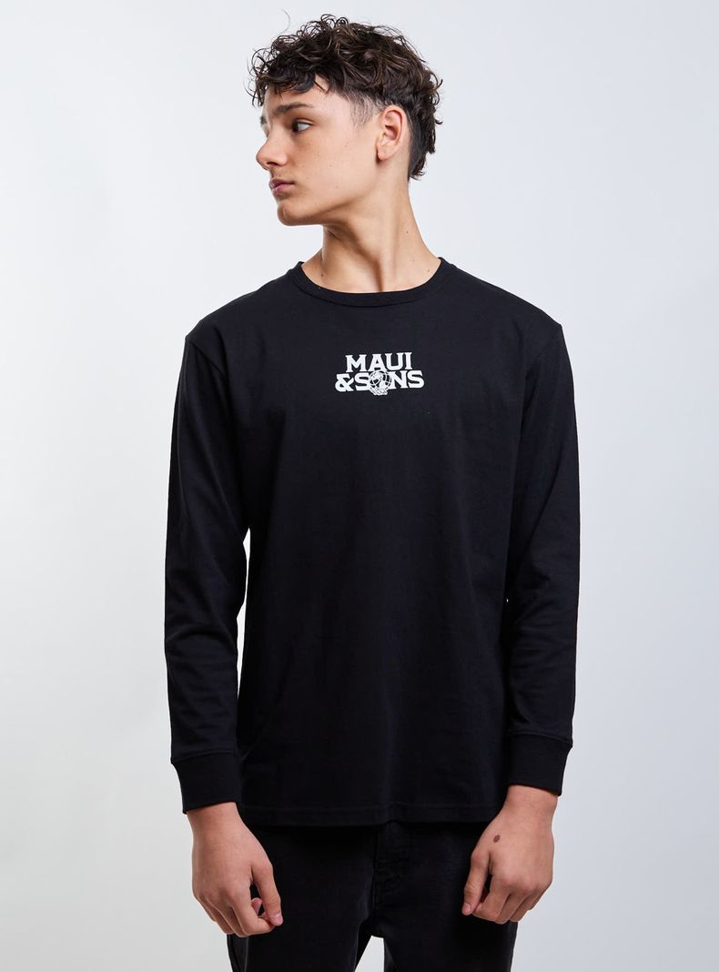 Polera Estampado Espalda World Surf Black