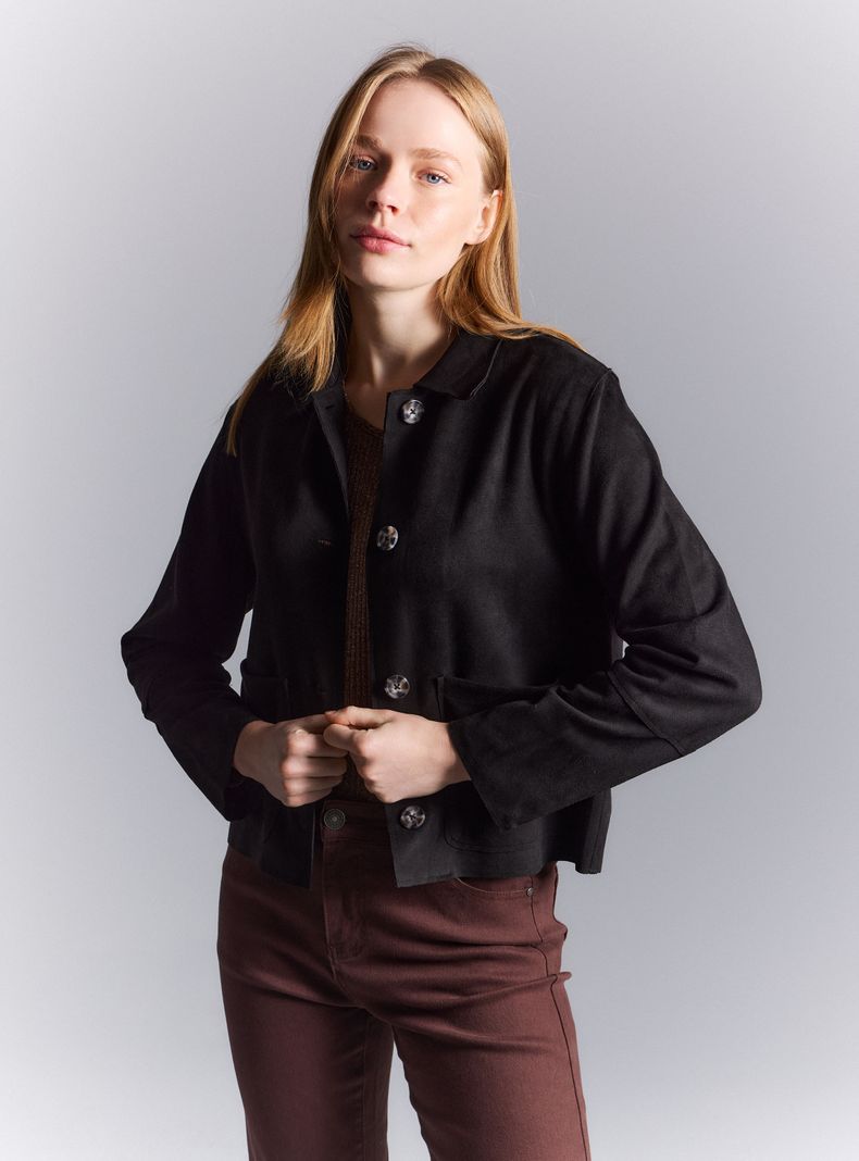 RAINFOREST CHAQUETA CASUAL CON BOTONES FRONTALES TELA TIPO GAMUZA