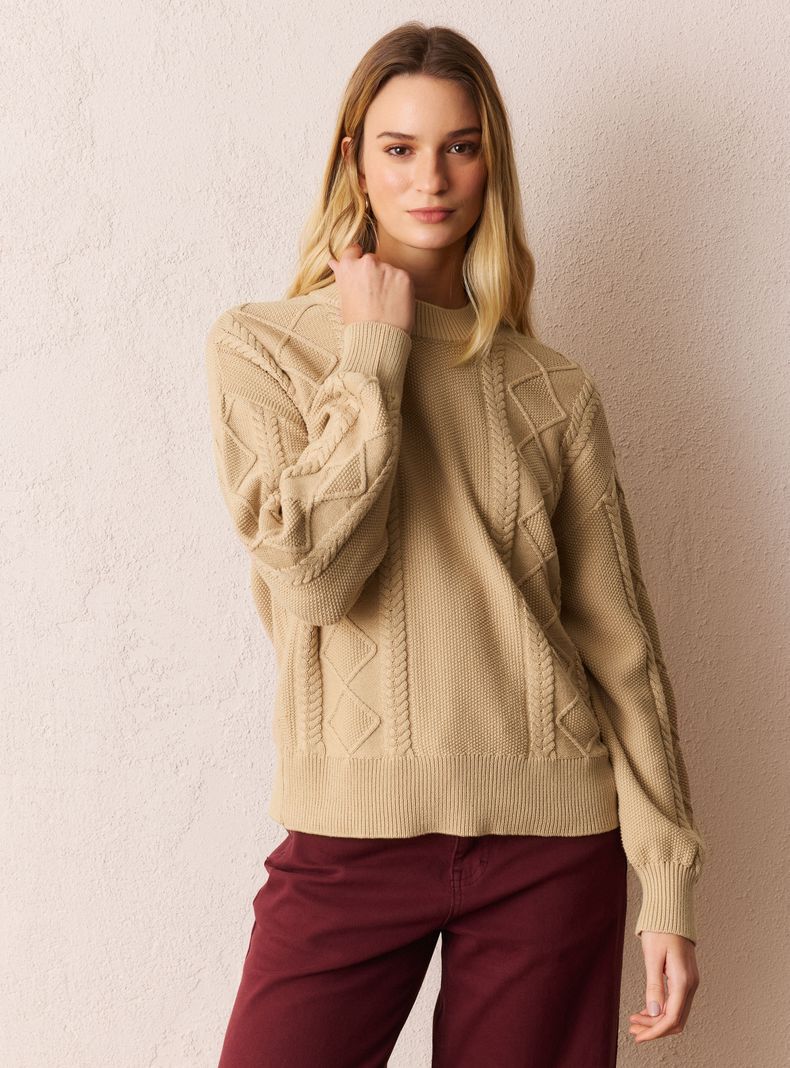 GREENFIELD SWEATER DE ALGODÓN CON DISEÑO ROMBOS