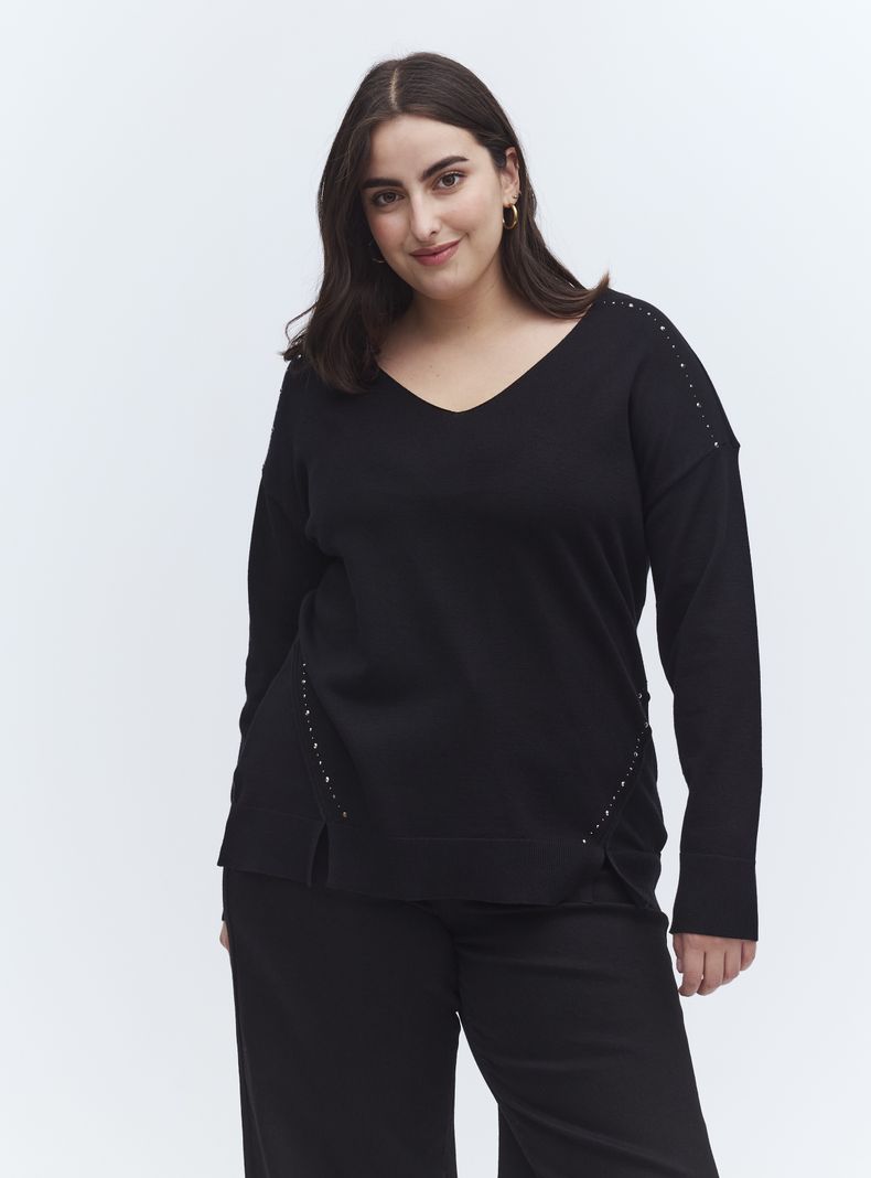 Sweater con Aplicación de Strass